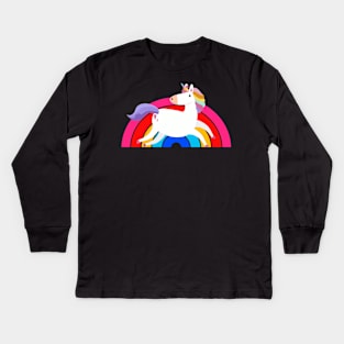 Colourful Rainbow Unicorn Kids Long Sleeve T-Shirt